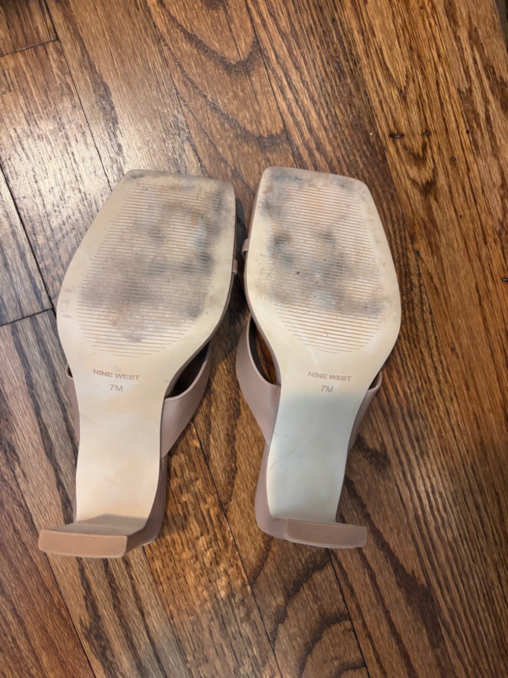 Nine West Nude Square-Toe Thong Mules - Picture 4 of 4